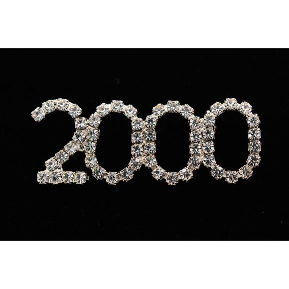 Vintage 2000 Pin Brooch Rhinestone Crystal Silver Tone Sparkling Y2K Bin1 - Picture 1 of 12